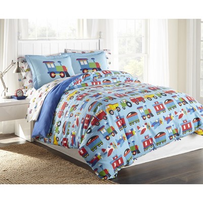 Wildkin Kids Full Blue Cotton Duvet Cover with Playful Designs