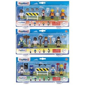 Playkidiz 12 Toy Action Figures & Accessories, 2 Inch Play People Construction and Community Worker Figurines. - 1 of 2