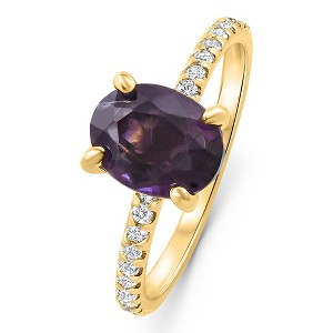 Pompeii3 2Ct Amethyst & Diamond Anniversary Engagement Ring 10k Gold Lab Created - 1 of 4
