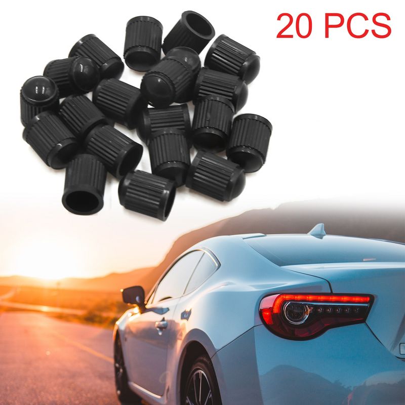 Unique Bargains 20Pcs Black Plastic Tire Air Valve Stem Caps Tyre Wheel Rims Dust Cover for Car, 3 of 7