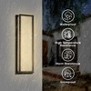 YANSUN 25 in. 30-Watt Black Outdoor Rectangle Hardwired Integrated LED Lantern Wall Sconce with Resin Shade 3000K Waterproof - 4 of 4
