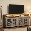 Farmhouse TV Stand for 80in, Modern Entertainment Center with Pattern Glass Doors, Wooden Media Console Cabinet Table for Living Room Bedroom - 4 of 4