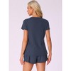 INSPIRE CHIC Women's Waffle Knit V-neck Short Sleeve Top with Shorts Tracksuit Lounge Set with Pockets - 4 of 4
