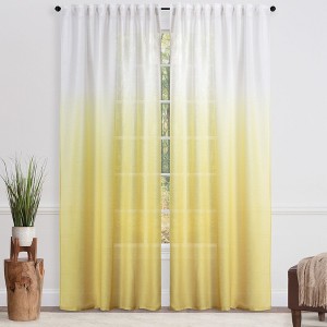 Chanasya 2pk Gradient Ombre Faux Belgian Flax Semi Sheer Window Curtain Panels - Set of 2 - 1 of 4