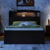 Twin/Full Size Wooden LED Platform Bed with Trundle, Storage Headboard and Drawers 4L - ModernLuxe - 3 of 4