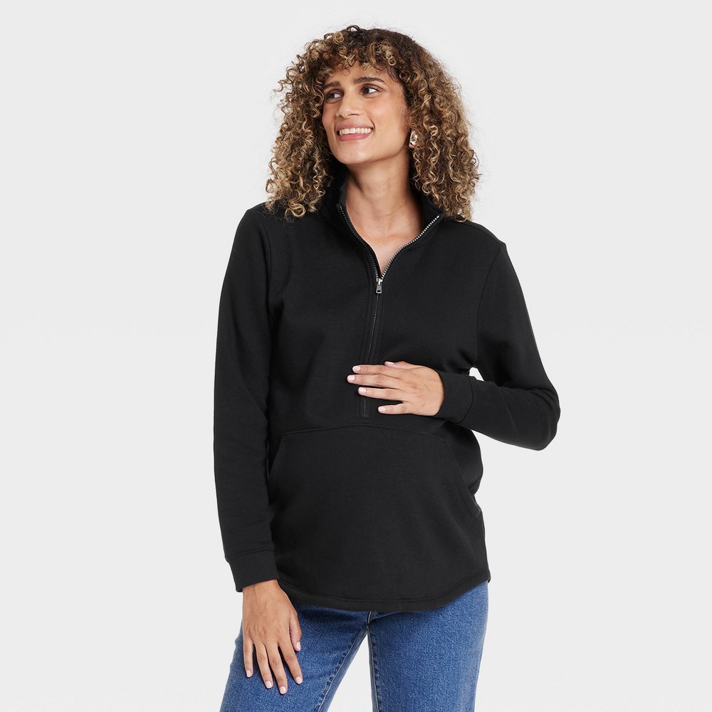 Kangaroo Pocket Polo Maternity Sweatshirt