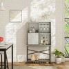 Bestier Rustic Industrial Buffet Cabinet with Adjustable Shelves & Sliding Mesh Doors, Retro Grey Oak-Light - 4 of 4