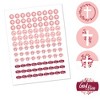 Big Dot of Happiness Pink Elegant Cross - Girl Religious Party Round Candy Sticker Favors - Labels Fits Chocolate Candy (1 sheet of 108) - 2 of 4
