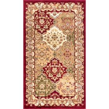 Monarch Panel Oriental Persian Formal Traditional Classic Contemporary Thick Soft Plush Red Area Rug