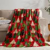 Christmas Throw Blanket, Soft Flannel Gingerbread Blanket with Snowman & Xmas Tree Prints, Christmas Gift. - 4 of 4