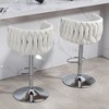 Kumasinova Adjustable Counter Height Bar Stools Set of 2, 360° Swivel Bar Stools with Woven Back & Footrest, Silver Chromed Bar Stools - 2 of 4