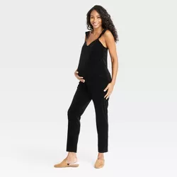 The Nines by HATCH™ Flutter Short Sleeve Maternity Jumpsuit Black