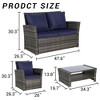 CAVINAS 4 Pieces Patio Outdoor Seating Sets, Garden Rattan Chair Wicker Set, Poolside Lawn Chairs with Tempered Glass Coffee Table, Light Gray - 3 of 4