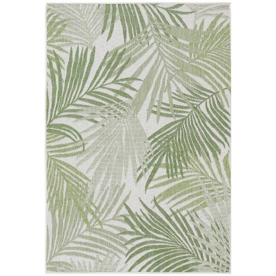5'3"x7'3" Rectangle Indoor and Outdoor Woven Leaf Area Rug Green - Sunnydaze Decor