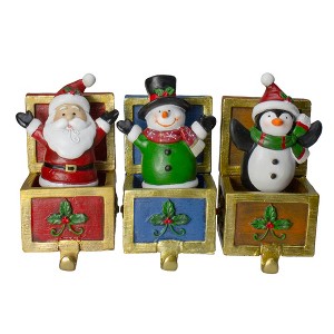 Northlight Santa Snowman and Penguin in Gift Boxes Christmas Stocking Holders - Set of 3 - 6" - 1 of 4