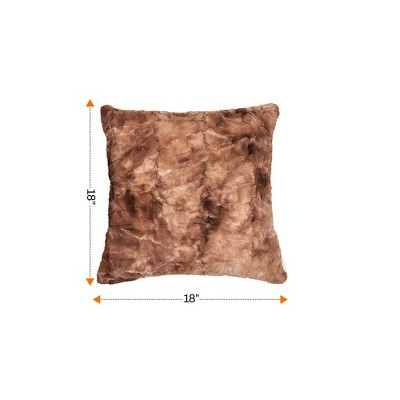 Set of 2 Brown Faux Fur 18" Throw Pillows