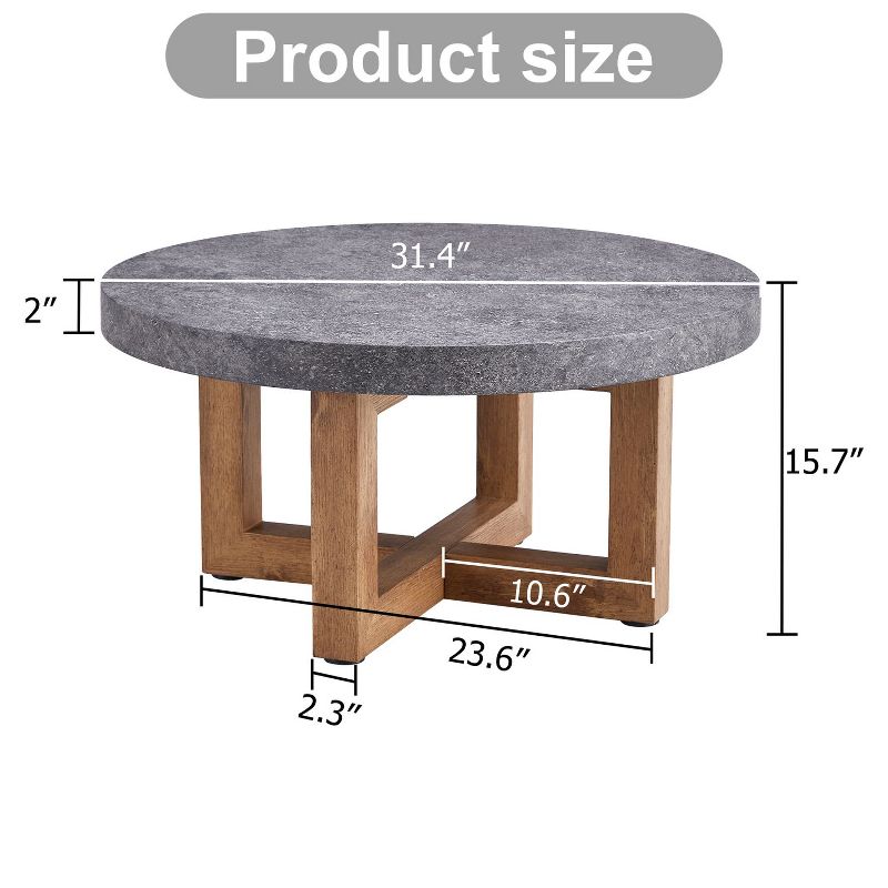 31.4 inches Modern Retro Round Coffee Table for Living Room - The Pop Home, 3 of 9