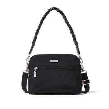 FashionPuzzle Saffiano Small Dome Crossbody bag with Chain Strap (Black):  Handbags