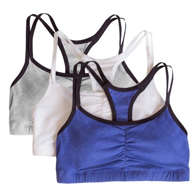 Fruit Of The Loom Girls' Spaghetti Strap Sports Bra 3-pack Mint  Chip/white/grey Heather 30 : Target