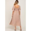 Pinkblush Mocha Front Tie Ruffle Sleeve Maternity Midi Dress - 3 of 4