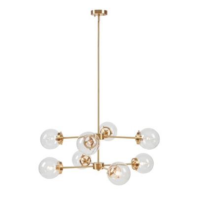 Calista 34" Gold and Glass 8-Light Chandelier