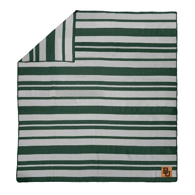 NCAA Baylor Bears Acrylic Stripe Blanket with Faux Leather Logo Patch