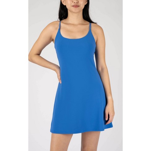 90 Degree By Reflex Womens Lux Dress With Built-in Bra And Shorts - Strong  Blue - X Large : Target