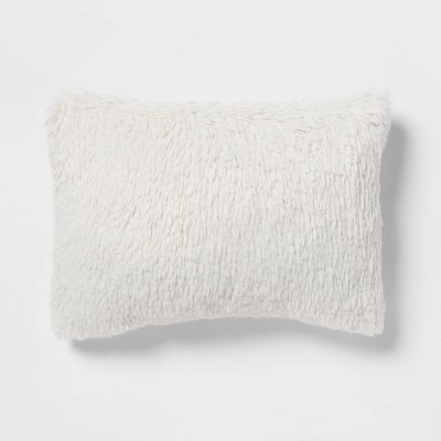 Oblong Luxe Faux Fur Decorative Throw Pillow Cream - Threshold™