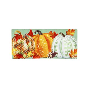 Evergreen Painted Fall Pumpkins Sassafras Indoor Outdoor Switch Doormat 1'10"x22" - 1 of 4