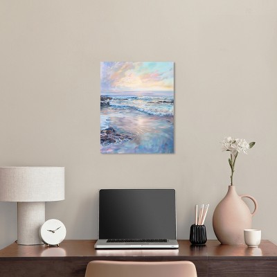 Dreamy Shoreline Pastel Landscape Canvas Wall Art, 16" x 20"