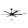 Warmiplanet 62" Ceiling Fan with Lights Remote Control, Black,DC Motor,6 Blades - 3 of 4