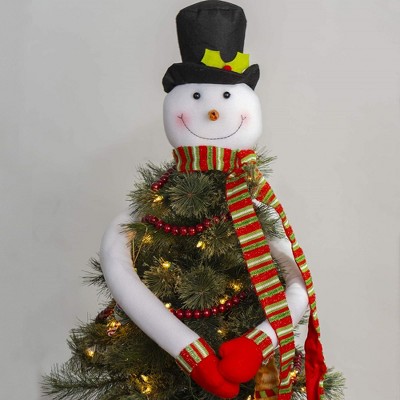 Frosty Snowman Christmas Tree Hugger Topper with Hat and Scarf