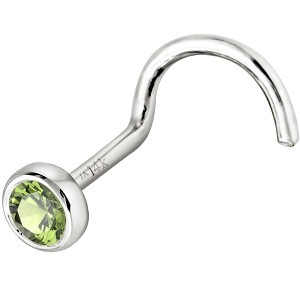Jewelry Avalanche 22G 14K Gold Bezel-set Peridot Nose Screw Nose Stud - 1 of 3