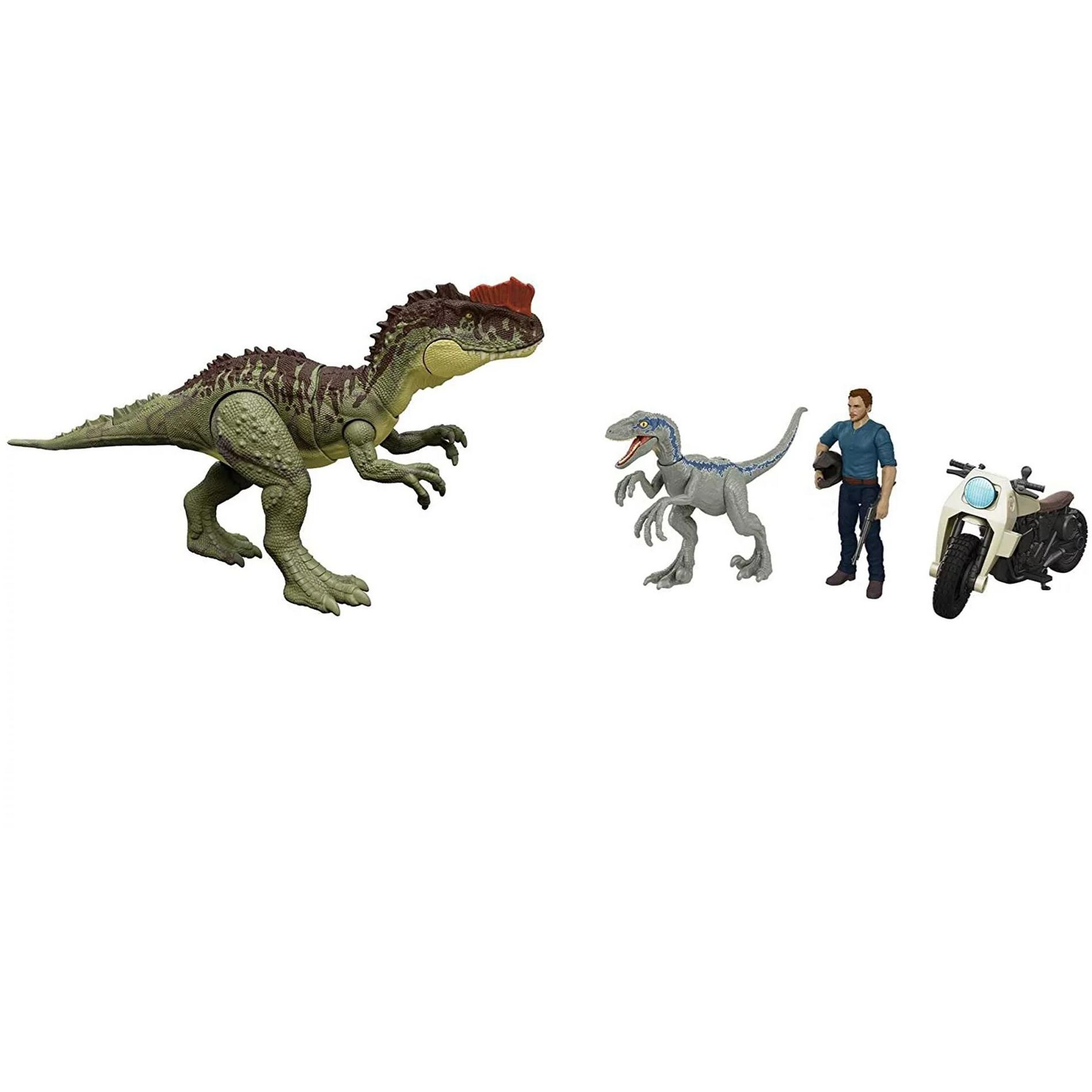 Jurassic World Dominion 3 Pack Bundle: Yangchuanosaurus, Velociraptor Blue, Owen