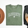 Simply Sage Market Women's Embroidered Lucky Varsity Clover St. Patrick's Day Short Sleeve Garment Dyed Tee - 3 of 3