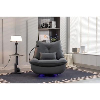 Swivel Glider Recliner Chair, Power Recliner Rocking Chair, USB Port Charge for Nursery Chair with Atmosphere Lamp