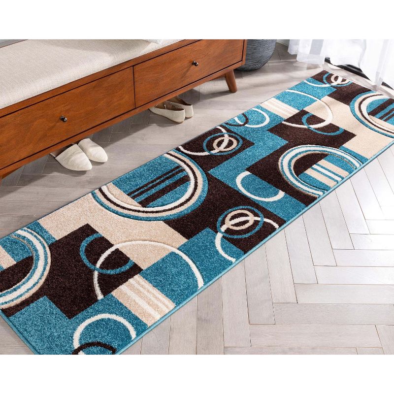Echo Shapes Circles Modern Geometric Comfy Casual Hand Carved Abstract Contemporary Thick Soft Area Rug, 6 of 10