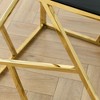 Sapphtopaz Modern End Table with Black Glass Tabletop Night Stand with Geometric Metal Frame Square Side Corner Table for Living Room,Bedroom - 2 of 4