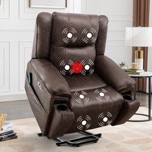 Bestier Massage Lift Recliner Chair with Heat and Vibration, Upholstered Reclining Chair with Cup Holder, Storage Pocket, USB Port for Living Room - 1 of 4