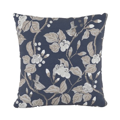 Chinois Floral Square Throw Pillow Navy - Skyline Furniture