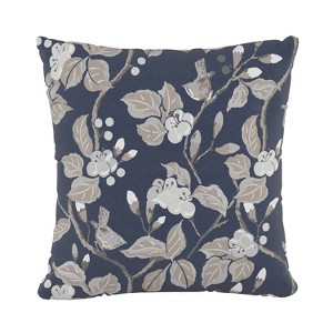 Chinois Floral Square Throw Pillow Navy - Cloth & Co., Blue