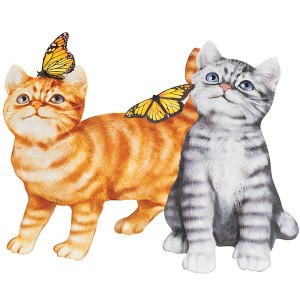Collections Etc Adorable Cats Shaped Skid-Resistant Mat 2'1"x2'3" Orange - 1 of 3