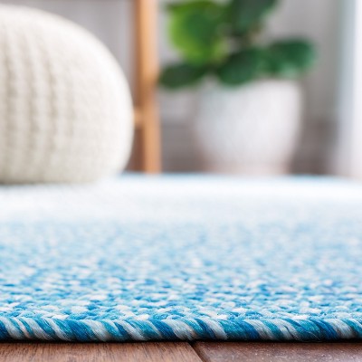 Aqua Braided Reversible Handmade Synthetic Area Rug 5' x 8'