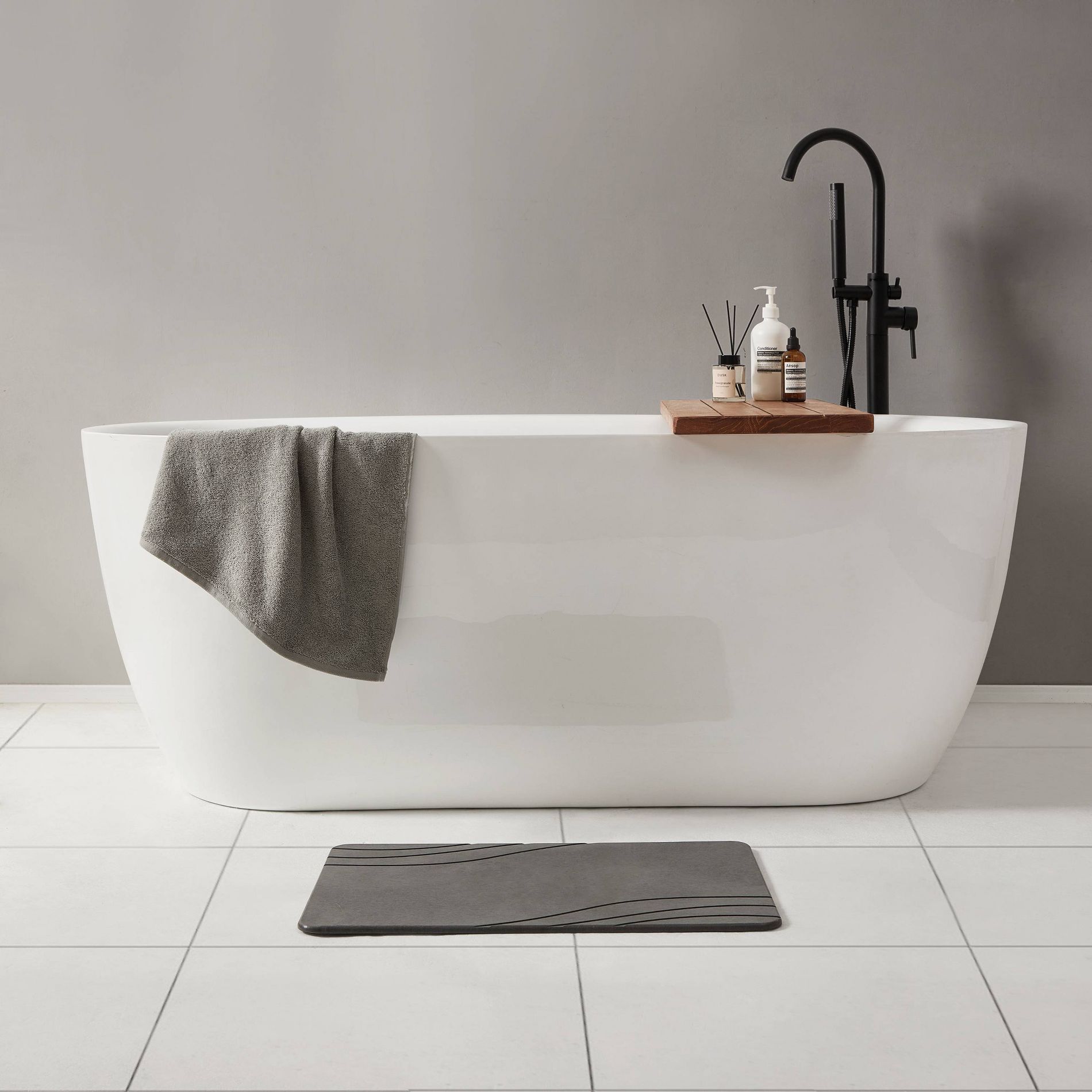 15.4"x23.6" Diatomaceous Stone Hard Bath Mat