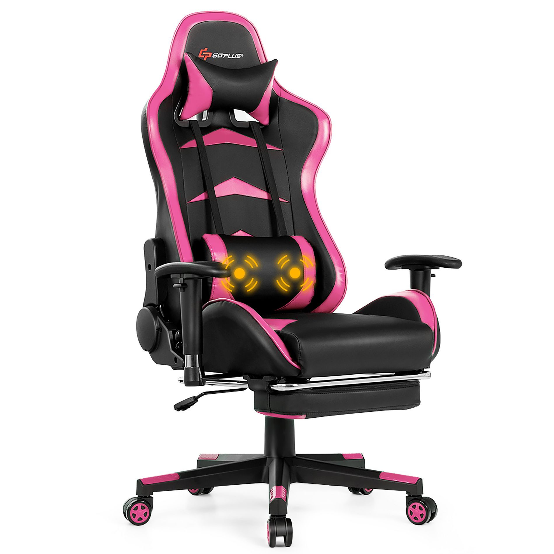 Costway Office  Massage Gaming Chair Reclining Swivel Racing with Footrest