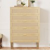 Whizmax Rattan 5 Drawer Dresser, 44''Tall Narrow Chest of Drawer, Farmhouse Wooden Vertical Dresser with Metal Legs, Modern Cabinet for Bedroom - 4 of 4
