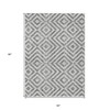 Gray Silver And Ivory Geometric Washable Indoor Outdoor Area Rug - 3 of 4