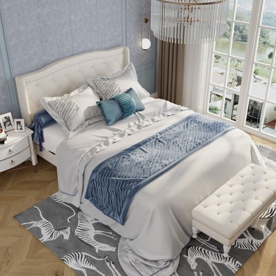 FUFU&GAGA Modern Beige Queen Upholstered Bed Frame,TB117-Certified,Diamond Tufted Headboard,Durable & Eco-Safe
