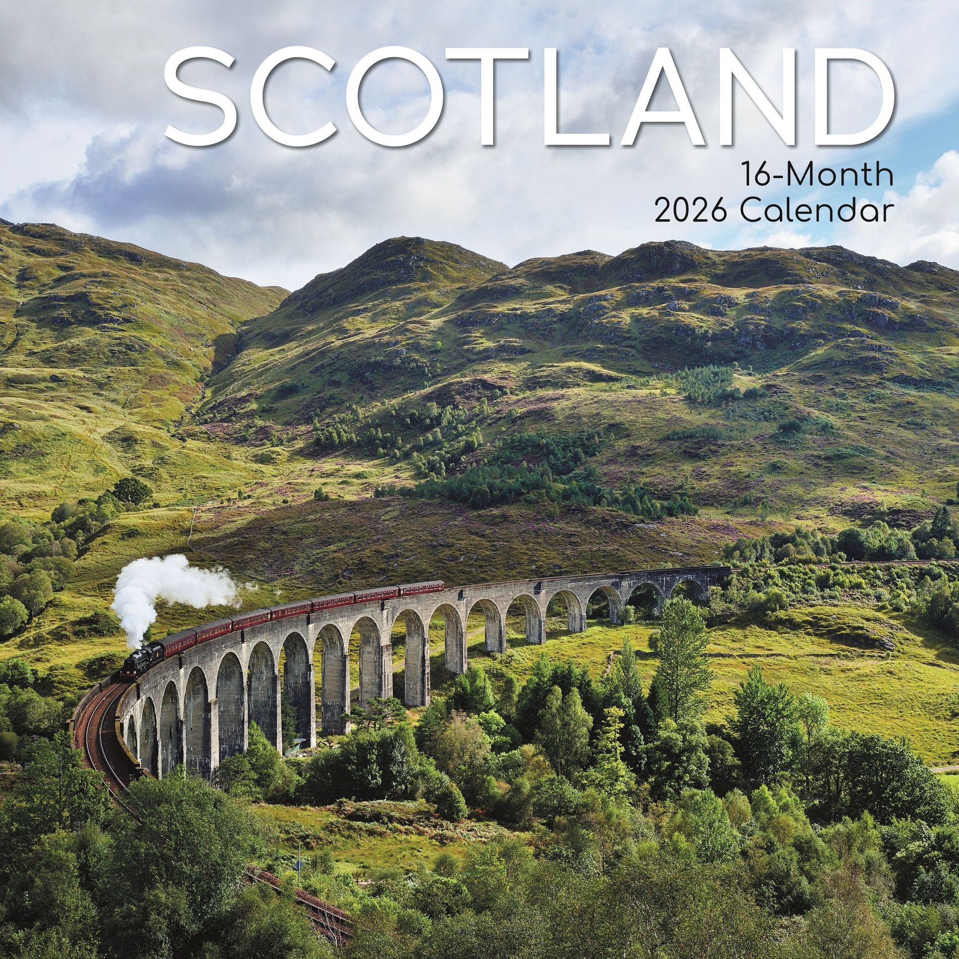 2026 Square Wall Calendar, Scotland, 16-Month Scenic Britain Theme with 180 Reminder Stickers (12x12 In)