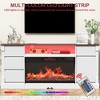 Racxily Modern 3-Sided Glass TV Stand with Electric Fireplace for TVs up to 80", Entertainment Center with LED Lights, Storage Cabinet & Drawers - 3 of 4